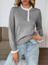 Women's Gray lace pullover sweater