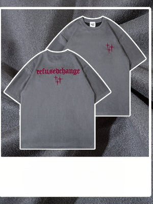 Liber Summer Men's Embroidery Letter T-shirts