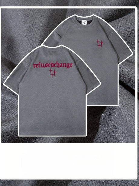 Liber Summer Men's Embroidery Letter T-shirts