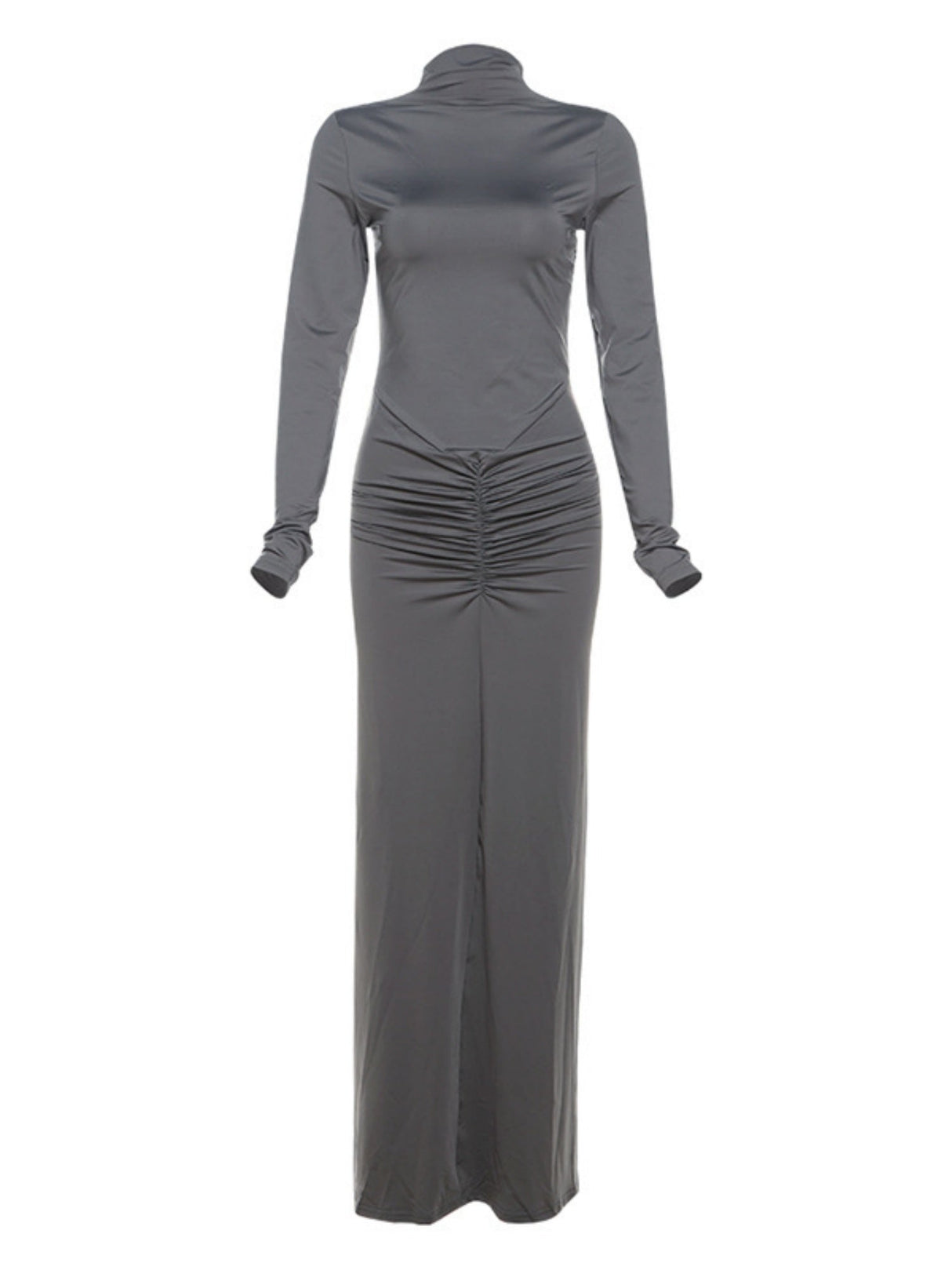 Pleated Splicing Sexy Waist Slimming Solid Color Long Skirt Temperament Dress For Women