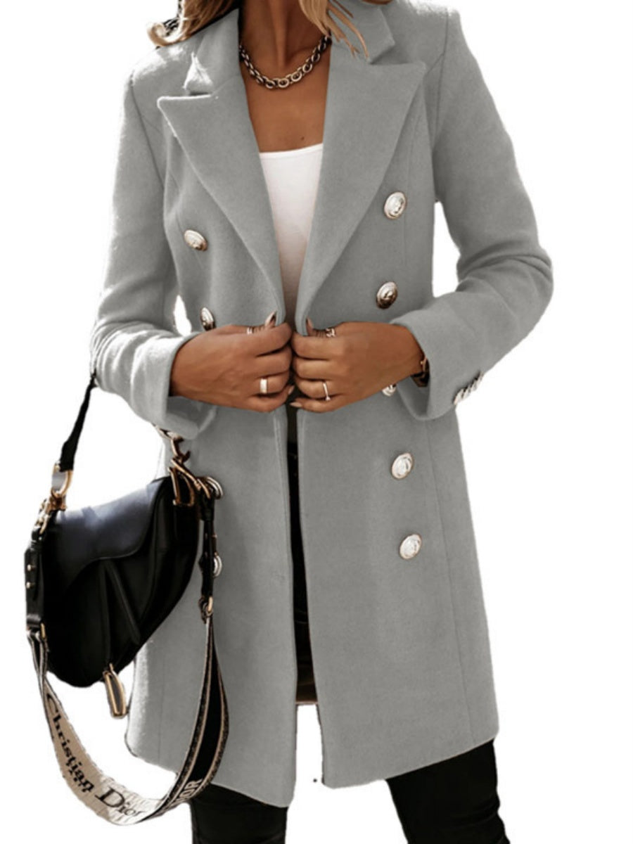 Long Sleeve Suit Collar Double-breasted Coats