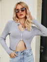 Liber Autumn women's zipper v-neck long-sleeved tight cardigan sweater
