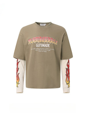Liber Autumn Neutral wear Color matching Printed T-shirts