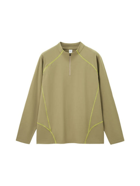 Liber Autumn Neutral wear Half zipper Solid Color T-shirts