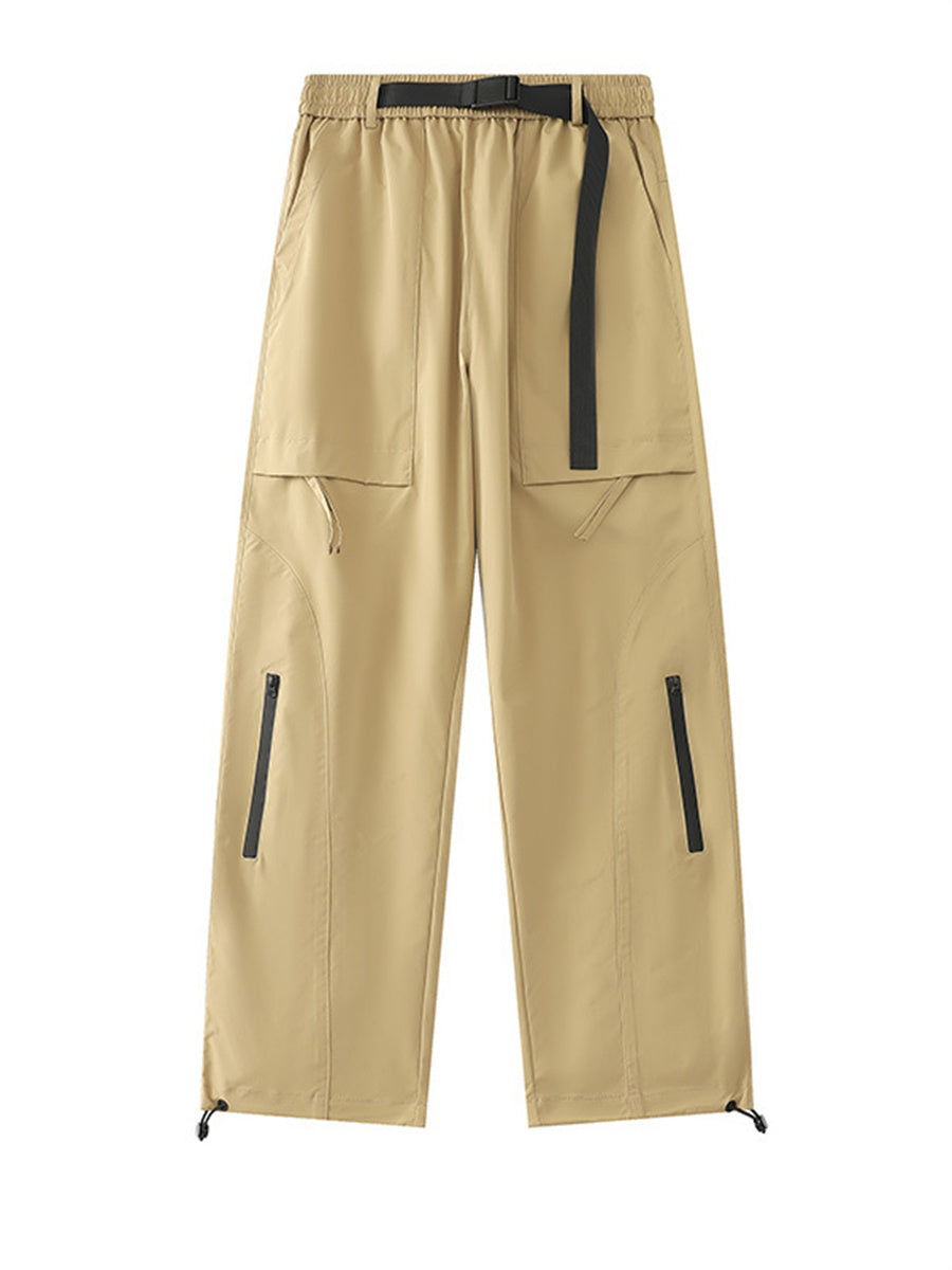 Liber Spring Men's Pocket decoration Solid Color Cargo Trousers