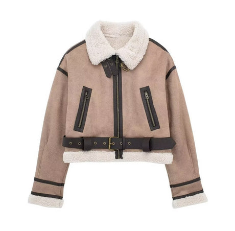 Leather Panelled Fur Pocket Jacket