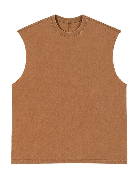 Liber Summer Men's Raw cuffs Solid Color Tank tops