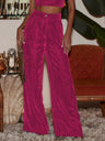 Straight-leg Velvet Pocket Button Trousers