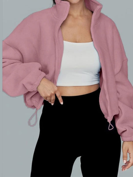 Liber Autumn Women's Zipper Solid Color Sweatshirts&Hoodies