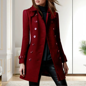 Double-breasted With Medium-length Buttons Lapel Daily Leisure Workwear Coat