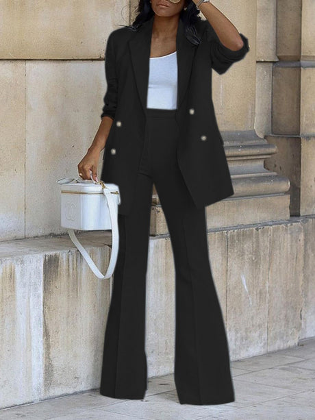 Casual Suit Wide-leg Trousers Suit 2-piece Sets