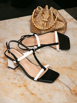 Color-blocked Women's High-heeled Sandals