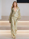 Sequins Shirts Jacket Wide Leg Set 2-piece Sets