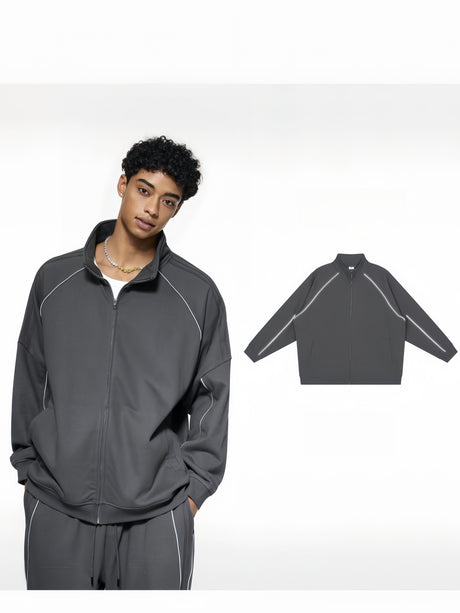 Reflective Stripes Cardigan Sweatshirts&Hoodies Tracksuit