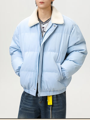 Comfortable And Casual Faux Lambswool Lapel Cotton Coat