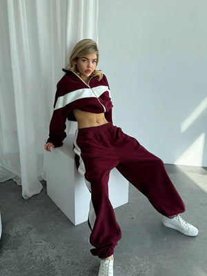 Fashionable Casual Sportswear Set, Zip-up Cardigan And Trousers, Two-piece Set