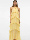 Halter Backless Cake Skirt Pink Yellow Maxi Dress