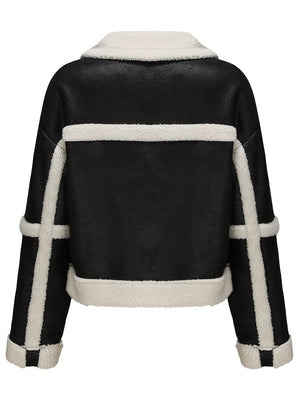 Suede Keep Warm Plush Pocket Leather Jacket