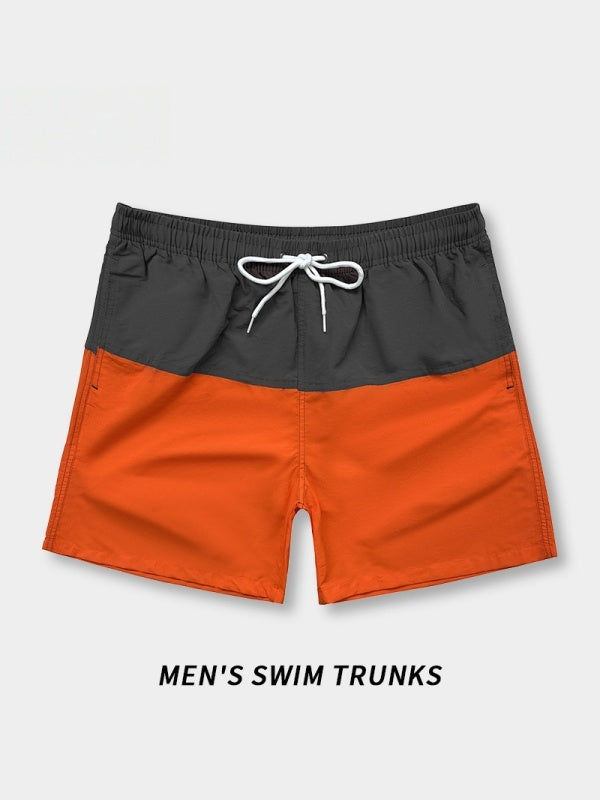 Loose-fit Straight-fit Breathable Color-blocked Four Points Beach Shorts