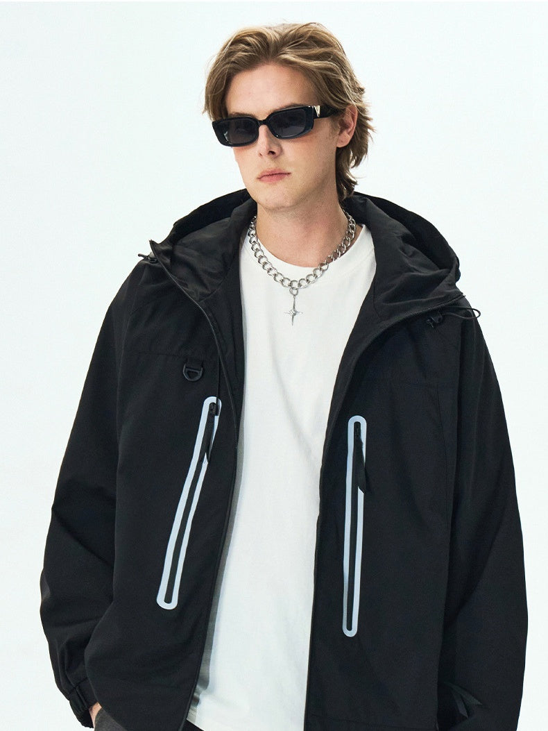 Outdoor Reflective On Foot Camping Mountain Climbing Hooded Windproof Jacket