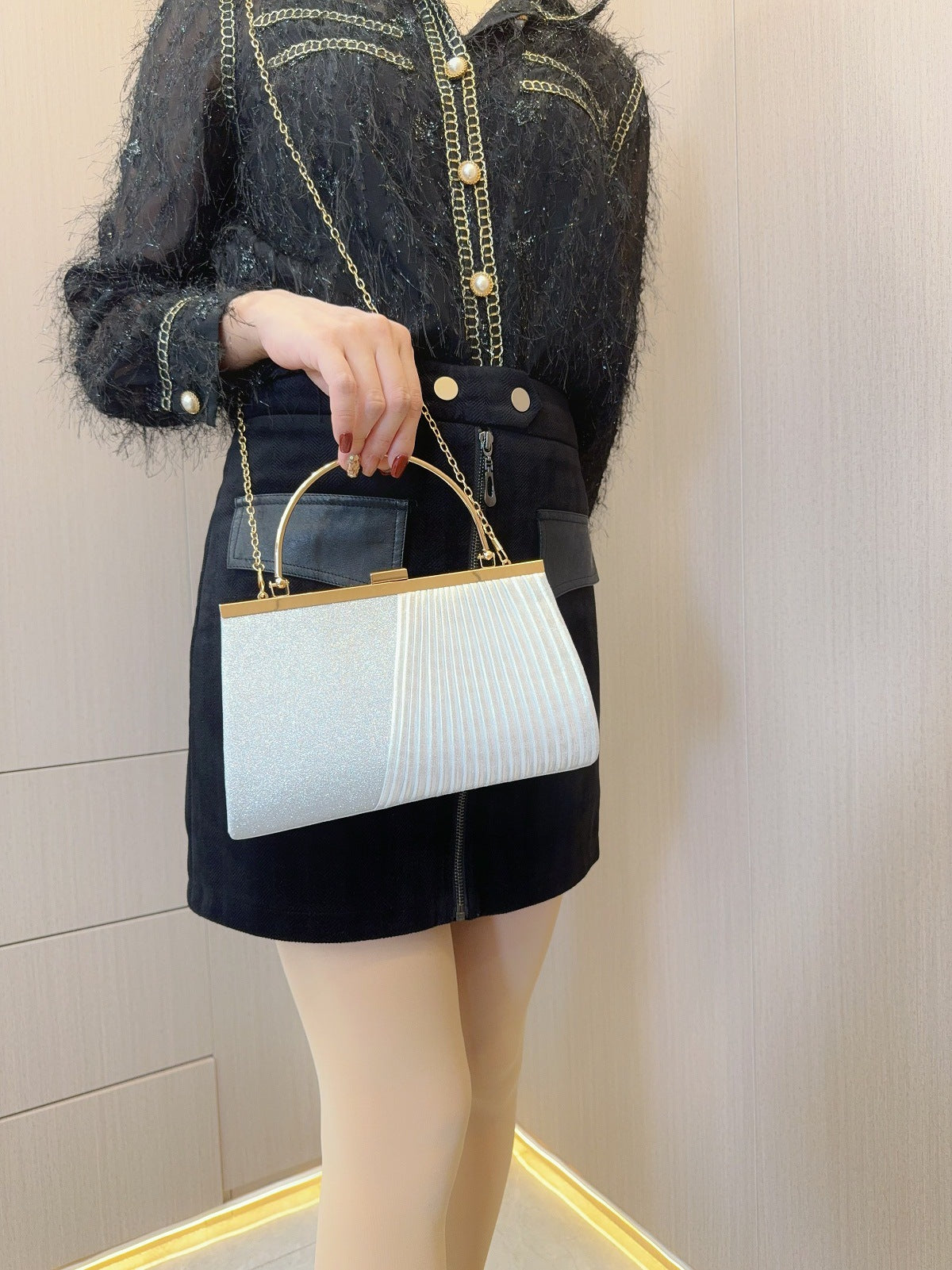 Liber Four Seasons ACC Sequin Pleated Bag