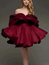 Off-the-shoulder Glossy Short Dress