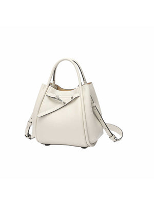 Straightforward Small Rice Basket, Vegetable Tanned Top Grain Cowhide Leather Commuter Summer Handbag, Water Bucket, Women's Tote Bag