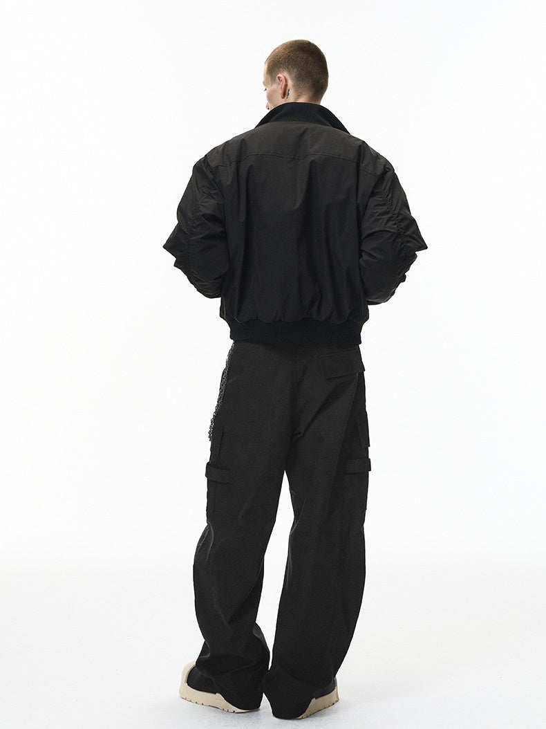 Liber Autumn Neutral wear Multiple pockets Solid Color Cargo Trousers