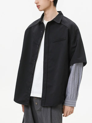 Stripes Cropped Layered-look Shirts