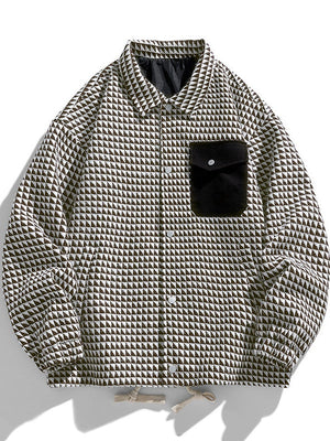 Veste à carreaux color-block à col cranté