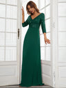 V-neck Sequins Spliced Long Dress
