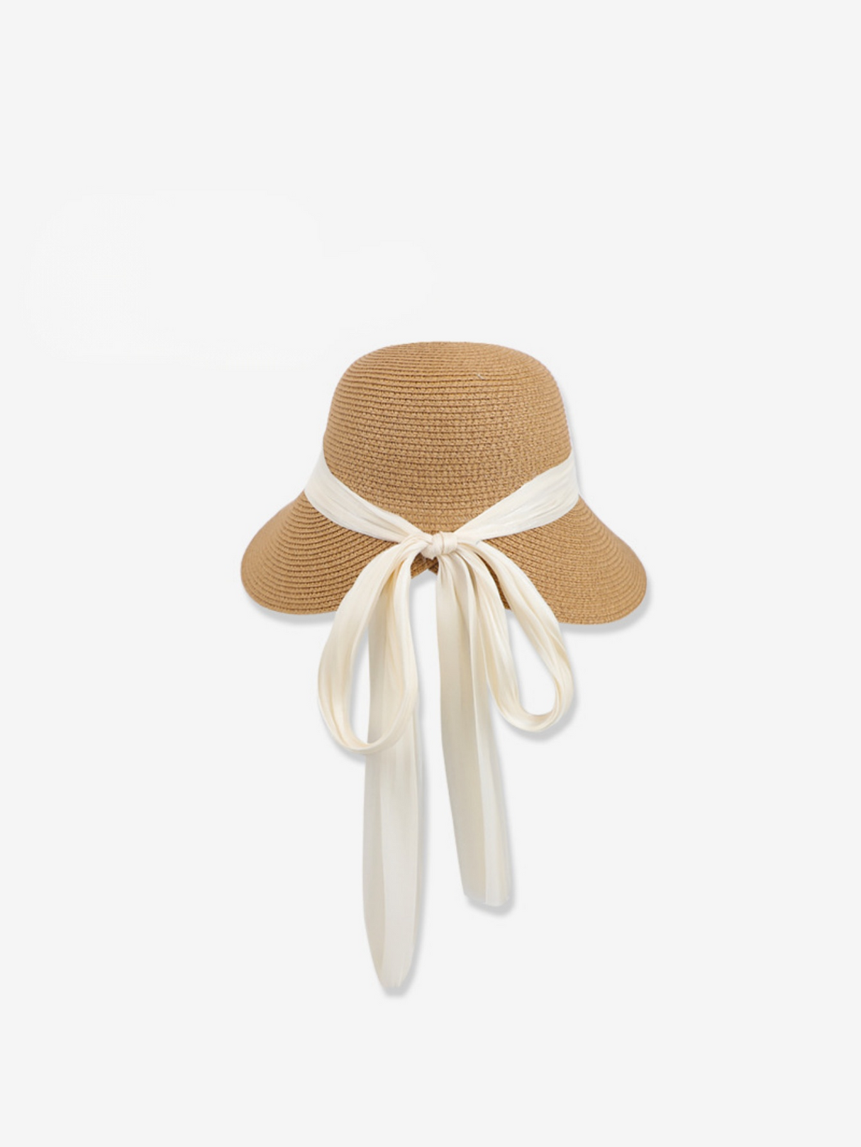 Beach Vacation Sunshade Straw Hat With Wide Brim, Bow And Ribbon