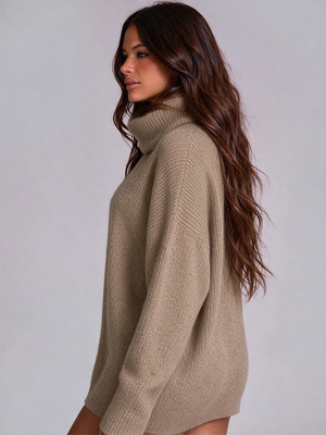 New Autumn/winter Women's High-neck Long-sleeved Knitted Long Sweater Top