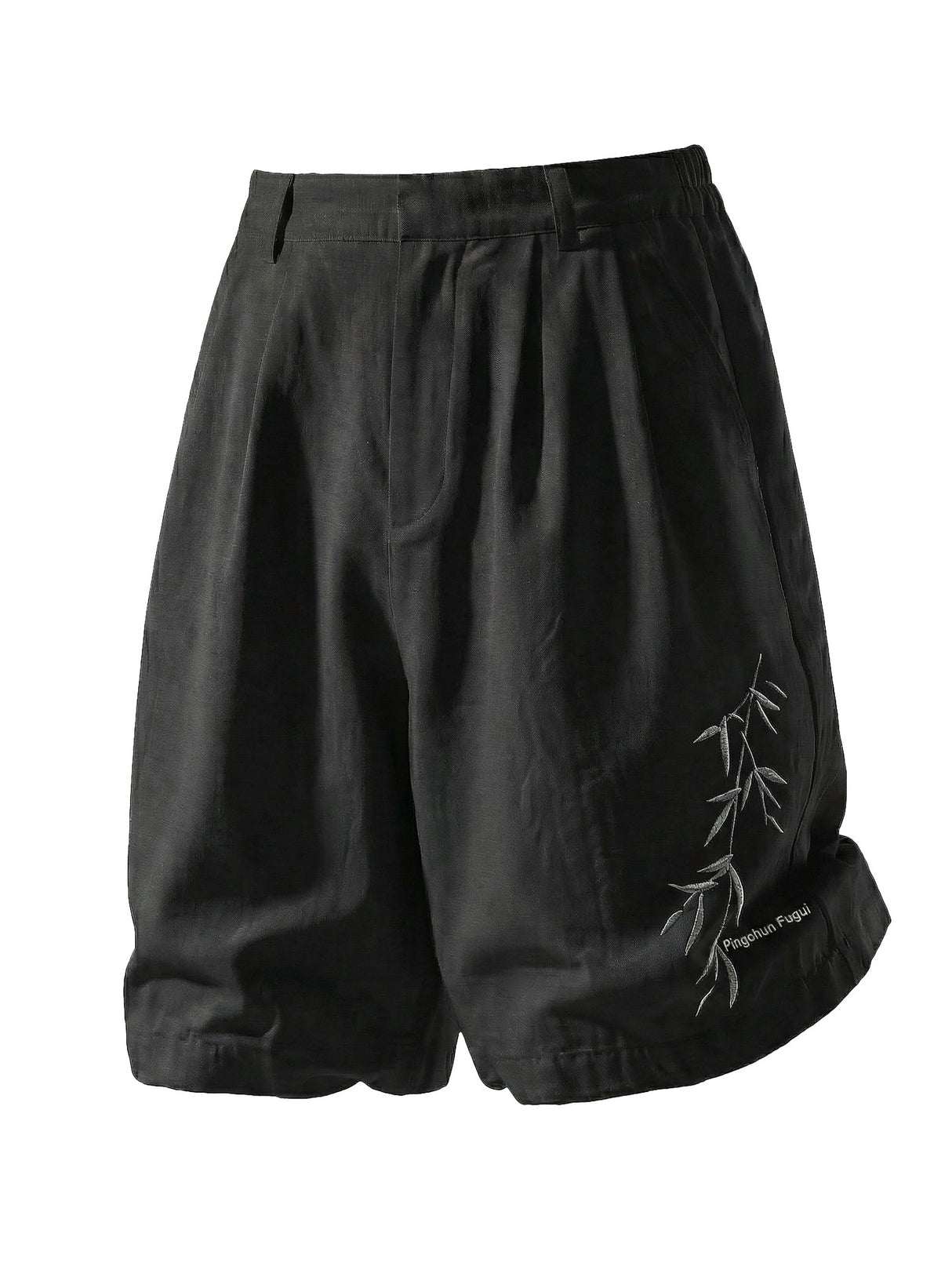 Imitation Linen Texture Printed New Chinese Style Five Points Shorts
