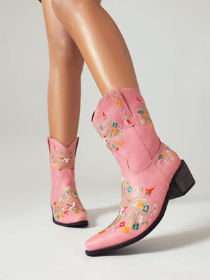 Vintage Western Cowboy Floral Embroidered Women's Boots