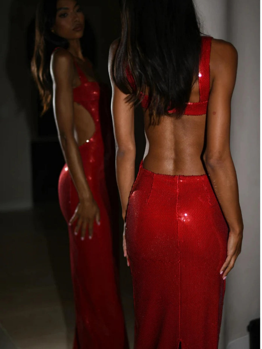 Liber Women's Bright surface Solid Color Party Maxi Dresses