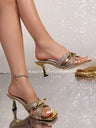 Bow-tie Sequined High-heeled Sandals