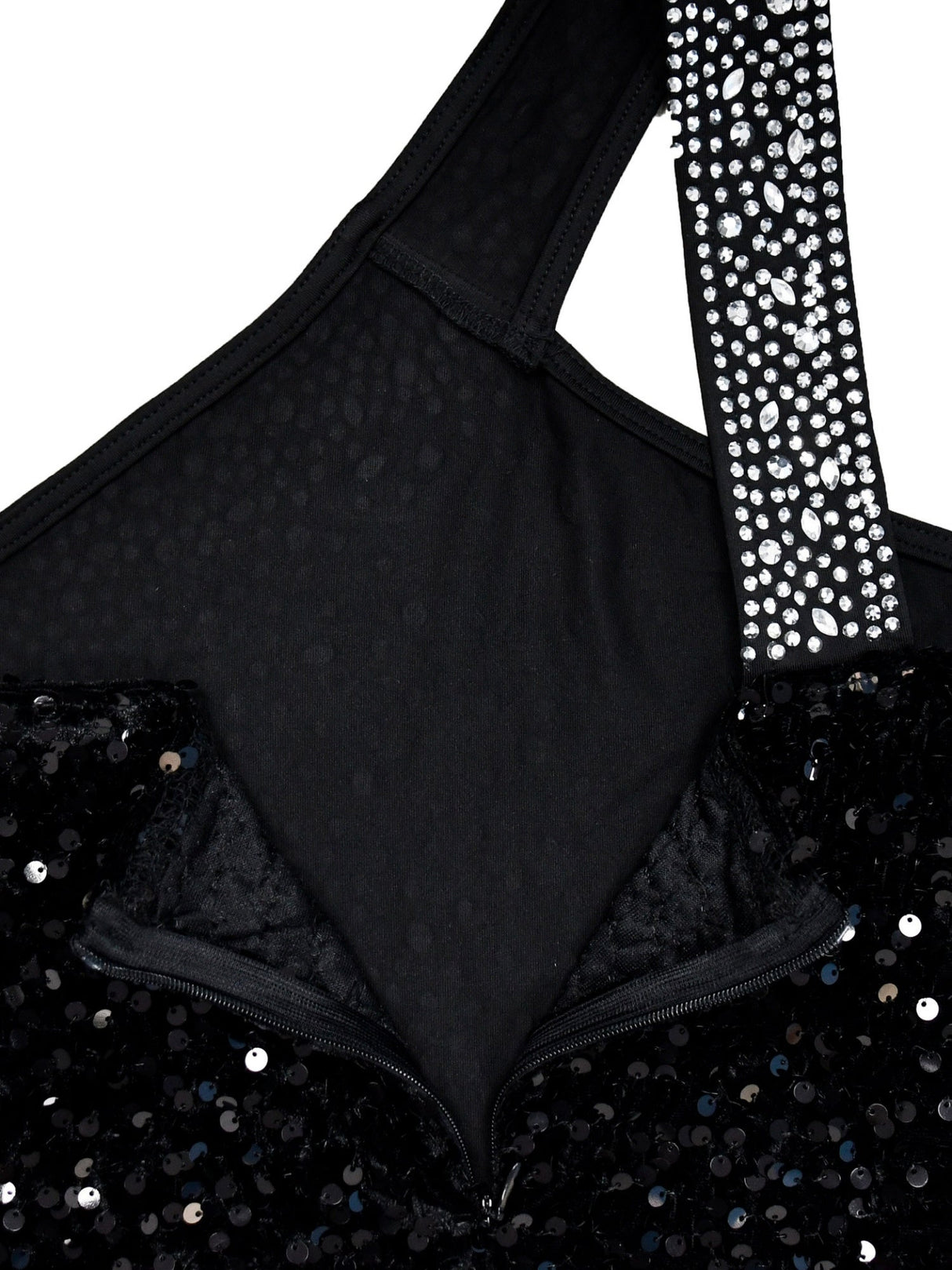 Abendkleid mit Strass- und Paillettenbesatz, hochgeschlitzt, einfarbig, Maxikleid