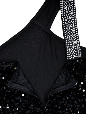 Abendkleid mit Strass- und Paillettenbesatz, hochgeschlitzt, einfarbig, Maxikleid