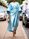 Elegant Long Dress With Beaded Floral Embellishments