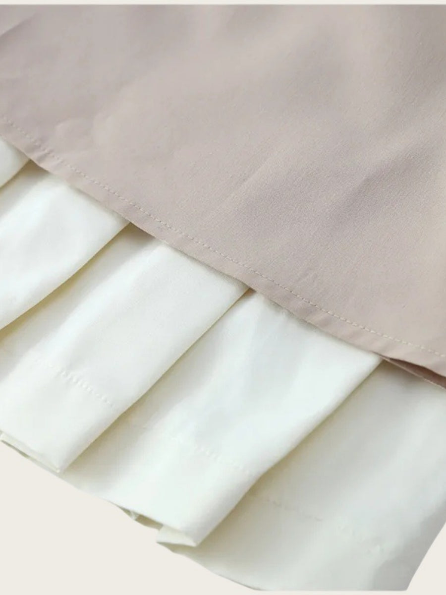 Splicing Pleats Waist Sleeveless Mini&Short Dresses