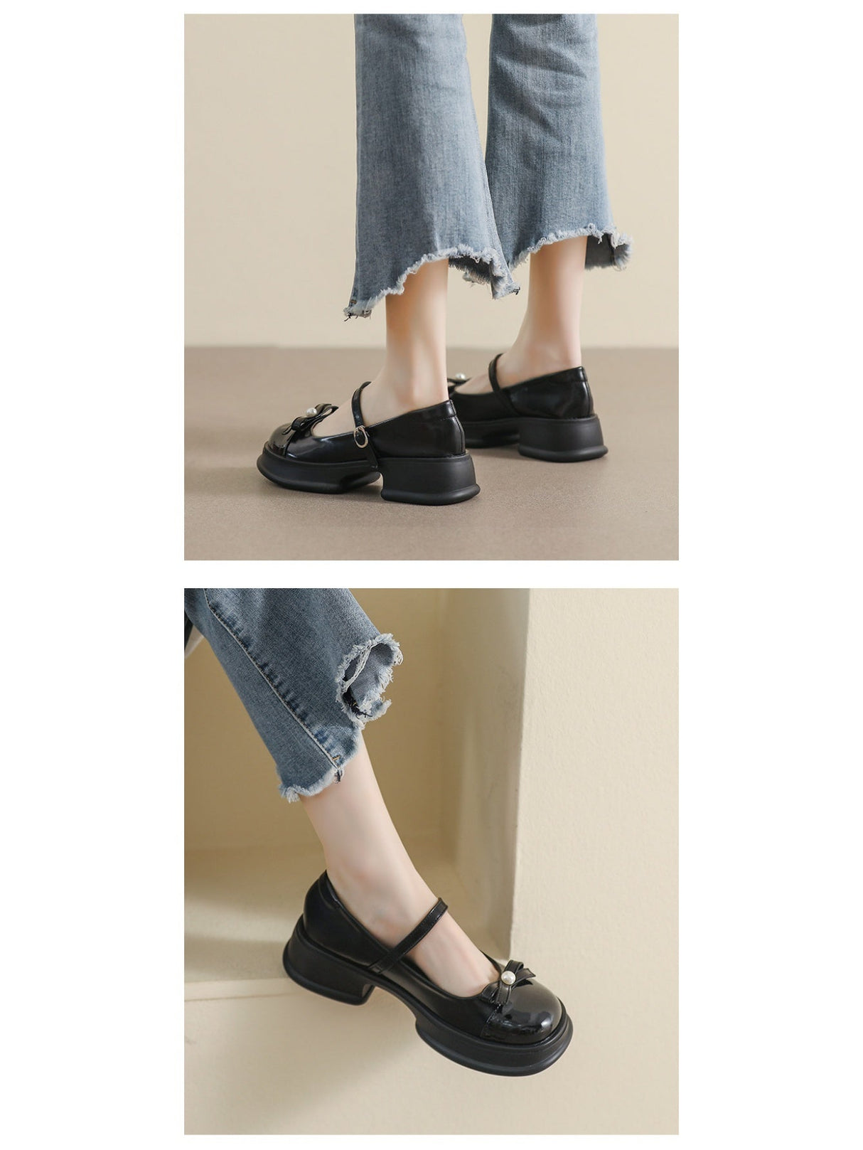 Liber Spring and Autumn Platform Bowknot Women's Mary Jane Shoes