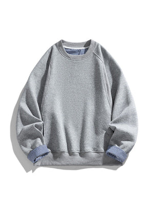 Sweat-shirt à carreaux, coupe carrée et col rond