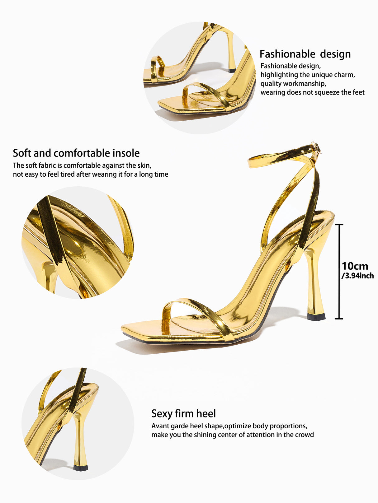 Metallic High-heeled Sandals
