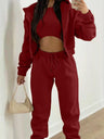 Solid Color Minimalist Hooded Sweatshirt And Casual Sports Pants 3-piece Sets