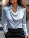 Satin Dangling Simple Long Sleeves Blouse