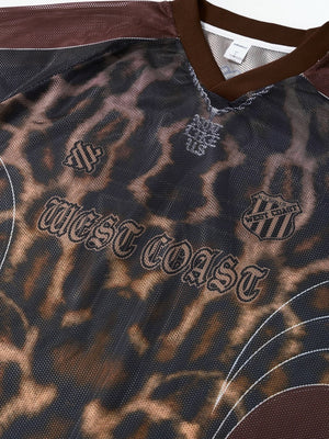 Leopard Print Net Hole Jersey Printed T-shirts