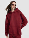 Solid Color All-match Plush Loose Hooded Hoodie Set