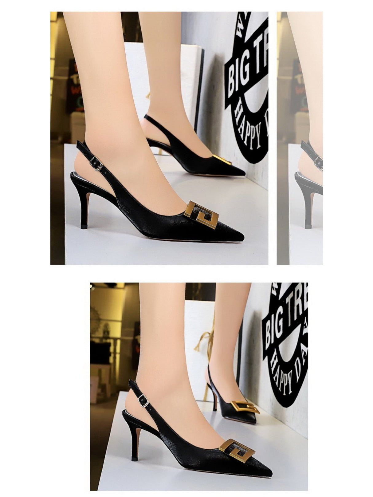 Liber Spring and Autumn Metal Buckle Women's High Heels