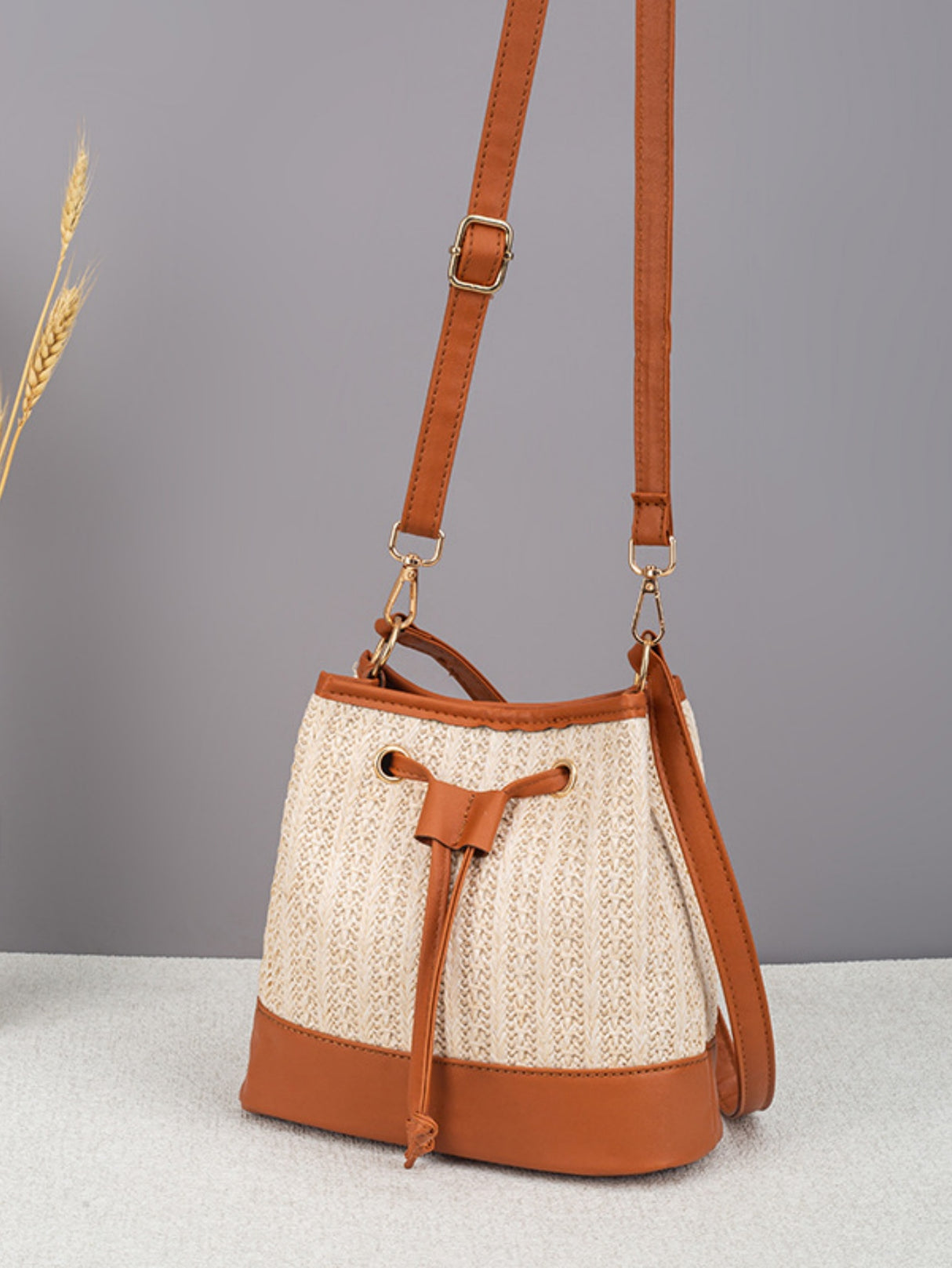 Vacation Straw Patchwork Crossbody Bag